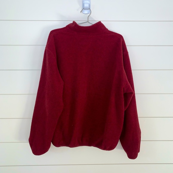 🤍 EUC Unisex Land’s End Oversized 1/4 Zip Fleece Maroon Pullover - Picture 4 of 4